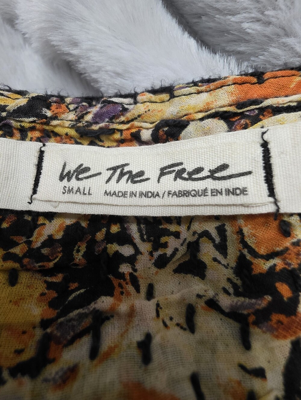 Free People We The Free Cool Meadow Printed Boho floral Top small Oversized - Picture 9 of 10